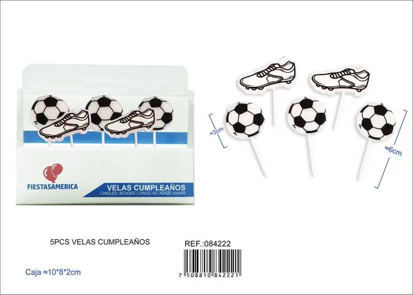 Velas para pastel de fútbol