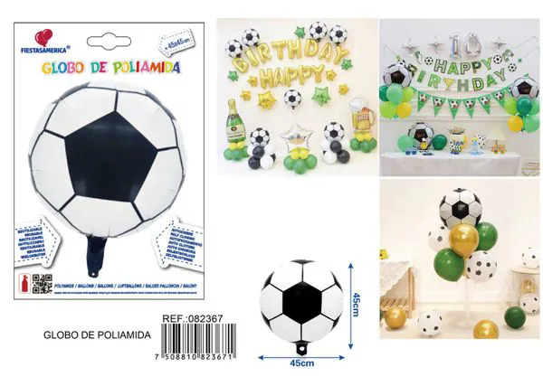 Globo metálico de balón de fútbol
