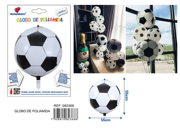 Globo metálico de balón de fútbol