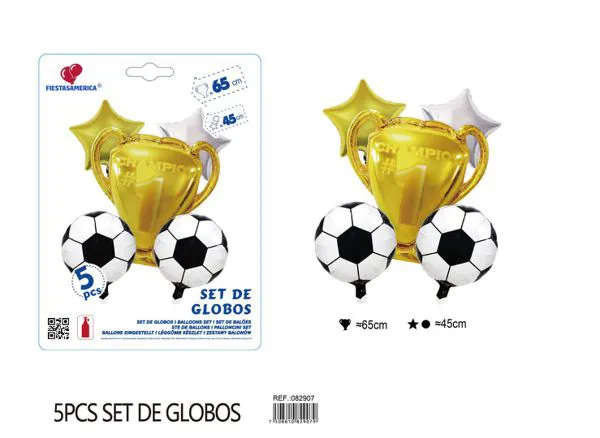 Set de globos metálicos de la Copa del Mundo dorada