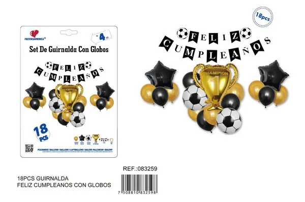 Set de globos metálicos temática Copa del Mundo