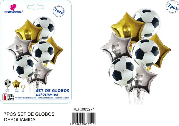 Set de globos metálicos temática fútbol