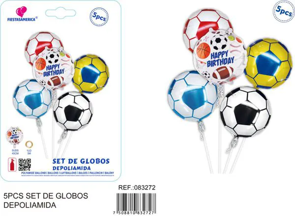 Set de globos metálicos temática fútbol
