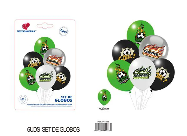Set de globos metálicos temática fútbol