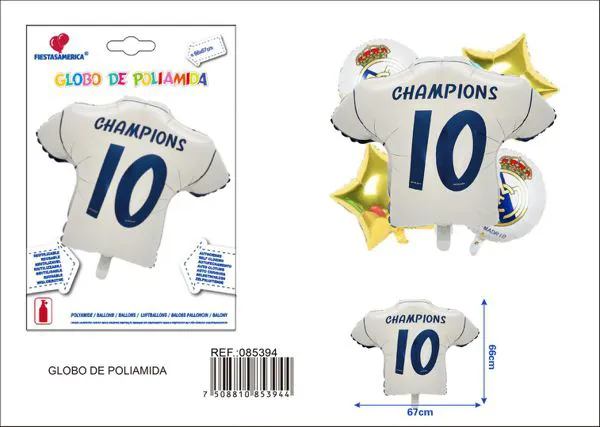 Globo metálico de jersey de fútbol blanco
