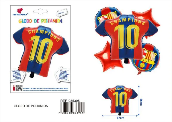 Globo metálico de jersey de fútbol rojo