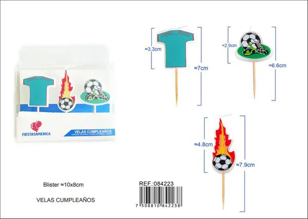 Velas para pastel temática fútbol
