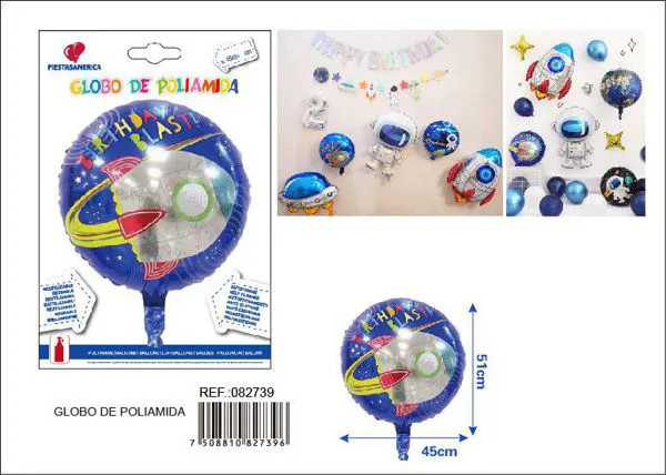 Globo metálico de cohete de cumpleaños