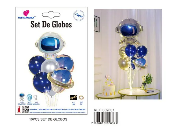 Set de globos metálicos de astronauta