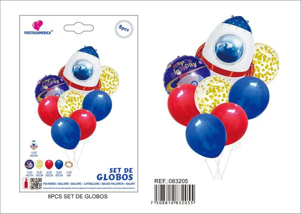Set de globos metálicos de cohete