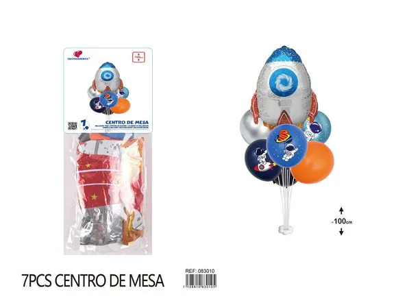 Set de globos metálicos de cohete para mesa