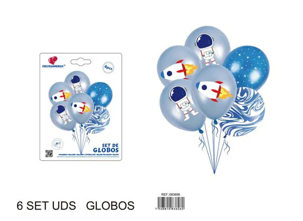 Set de globos de látex temática espacio