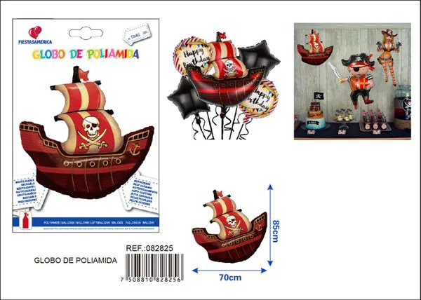 Globo metálico de barco pirata