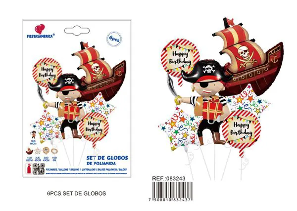 Set de globos metálicos temática piratas