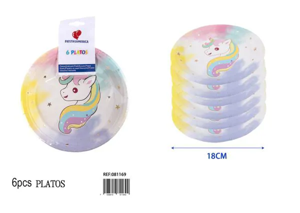 Platos desechables de unicornio con brillo