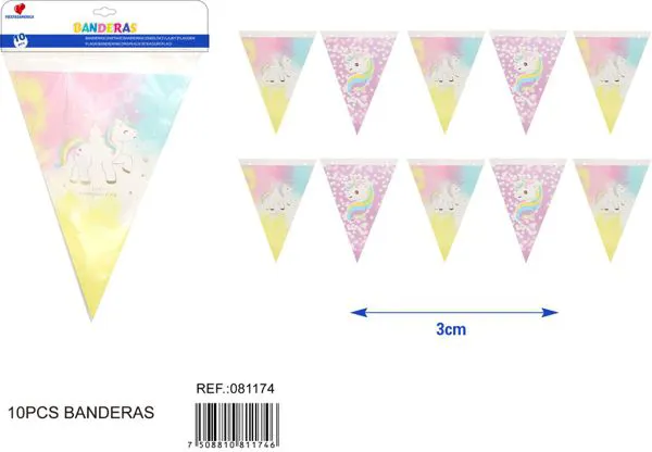 Guirnalda de banderines de unicornio con brillo