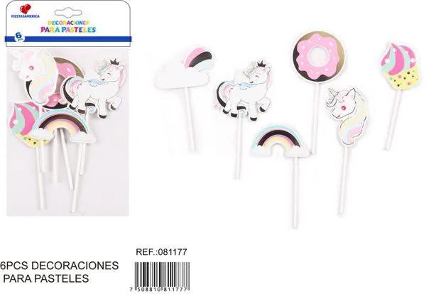 Adornos para pastel de unicornio con brillo