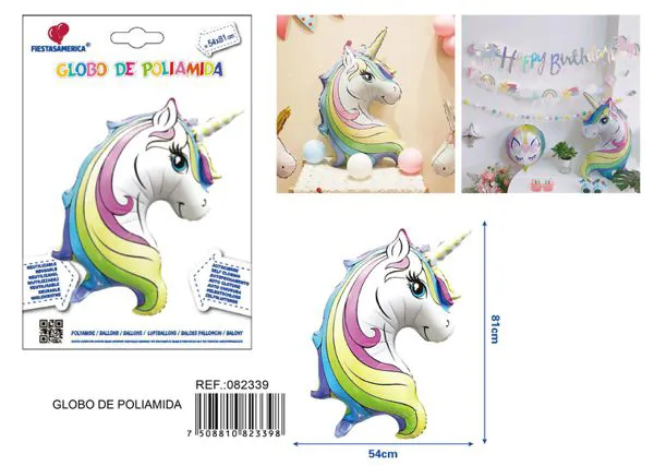 Globo metálico de cabeza de unicornio