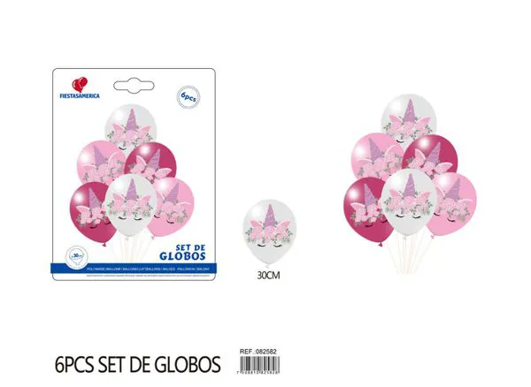 Set de globos metálicos de unicornio