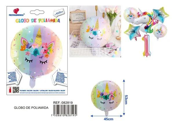 Globo metálico de unicornio degradado