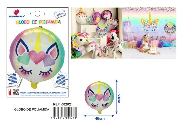Globo metálico de unicornio de colores