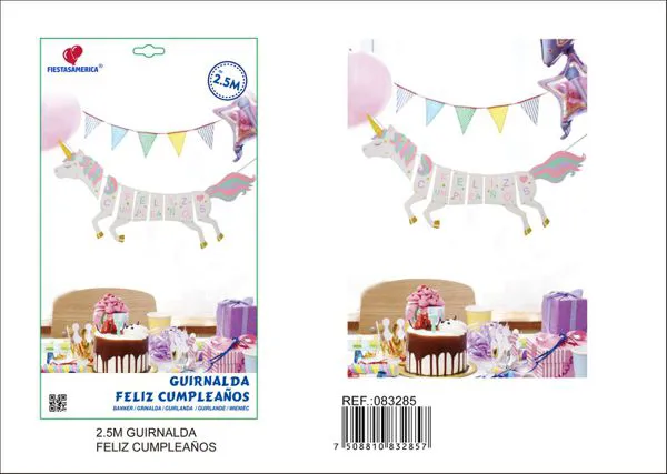 Guirnalda de banderines temática unicornio