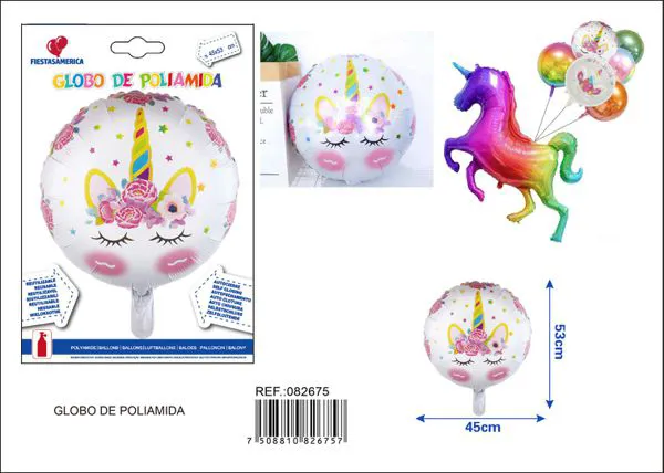 Globo metálico de unicornio con forma de flor