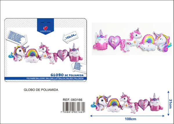 Globo metálico mini de unicornio
