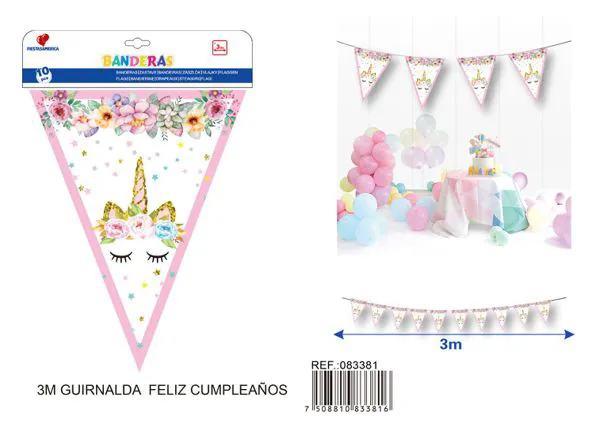 Guirnalda de banderines de unicornio