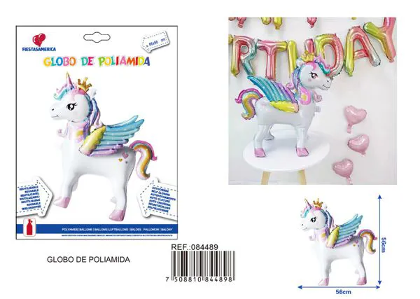 Globo metálico de unicornio en 3D