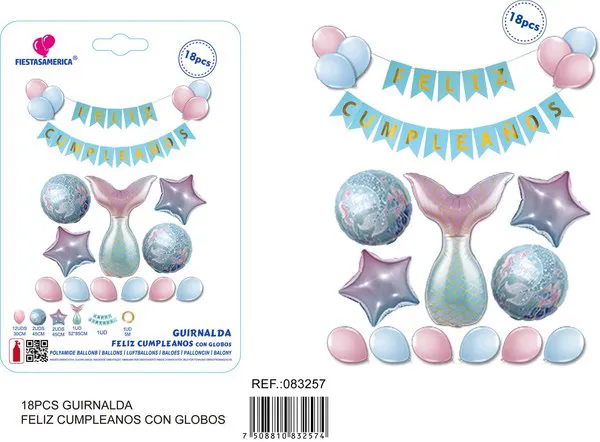 Guirnalda con banderín temática sirena