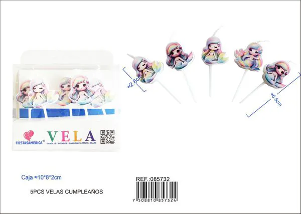 Velas para pastel de sirena