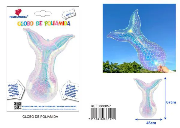 Globo metálico de cola de sirena multicolor