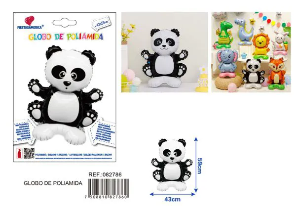 Globo metálico de panda rojo parado