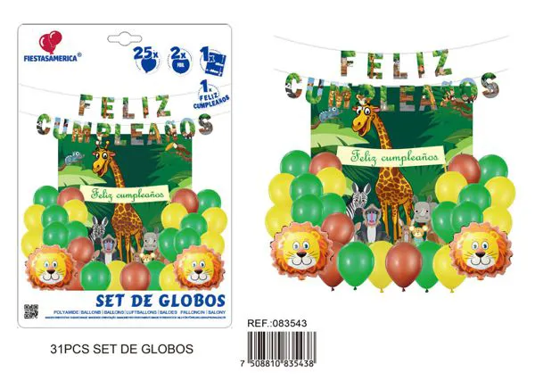 Set de globos metálicos de león temática animales
