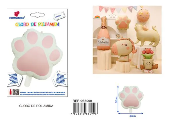 Globo metálico de huella rosa