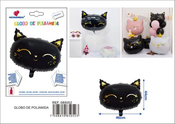 Globo metálico de gato negro