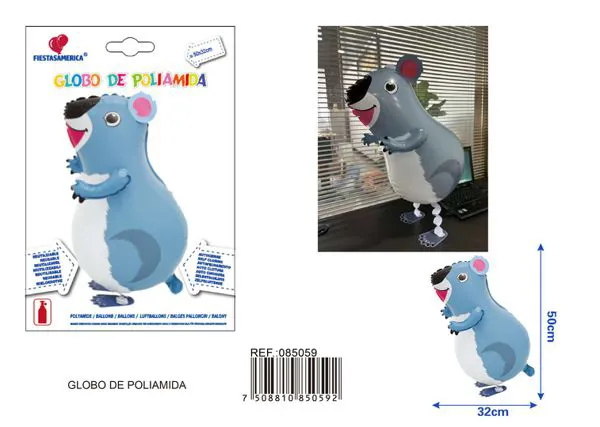 Globo metálico de koala caminando