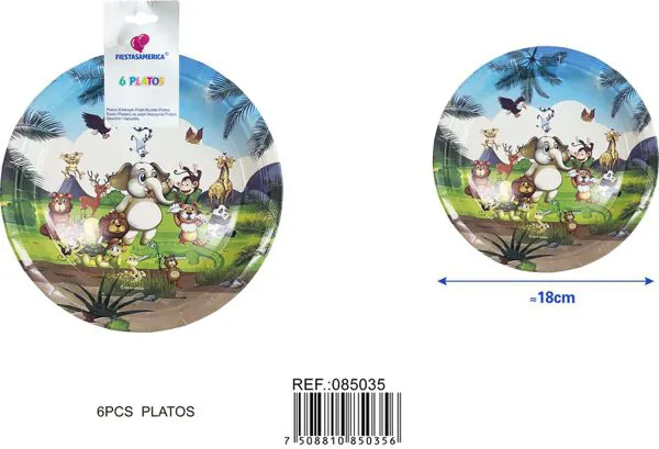 Platos desechables temática animales