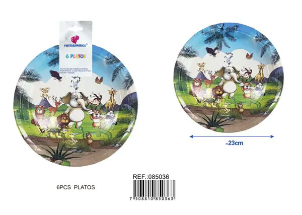 Platos desechables temática animales