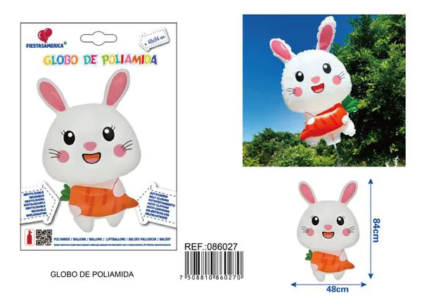 Globo metálico de conejo con zanahoria