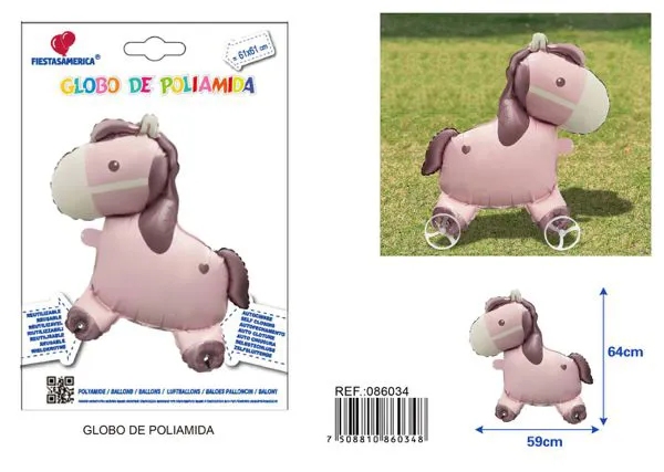Globo metálico de poni rosa