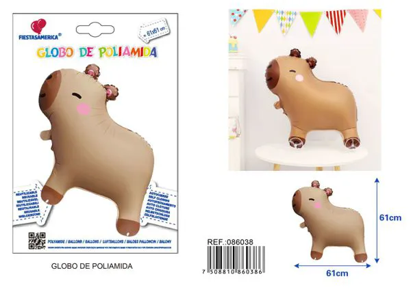 Globo metálico de capibara café