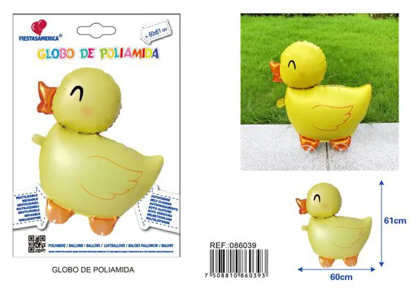 Globo metálico de patito amarillo