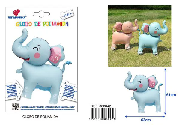 Globo metálico de elefante azul