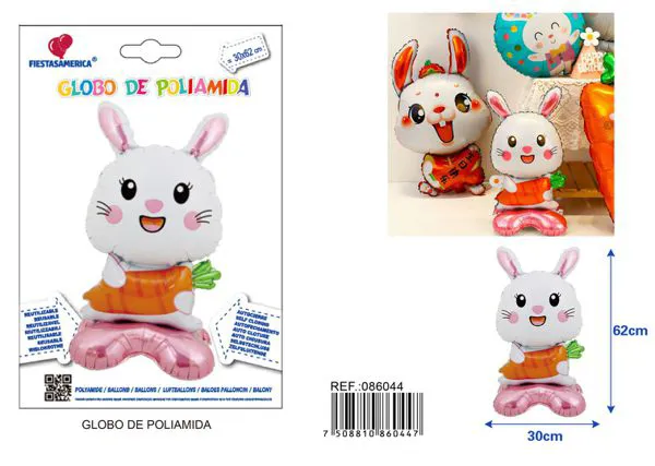 Globo metálico de conejo parado
