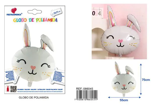 Globo metálico de conejo de orejas caídas