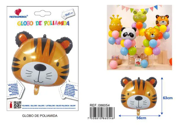Globo metálico de cabeza de tigre