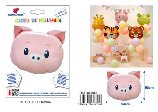 Globo metálico de cabeza de cerdo