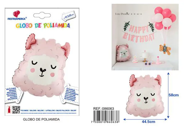 Globo metálico de cabeza de alpaca